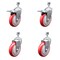 Service Caster 5 Inch SS Red Polyurethane 1/2 Inch Threaded Stem Caster Total Lock Brake, 2PK SSTSTTL20S514-PPUB-RED-121315-2-S-2 - alternate 1